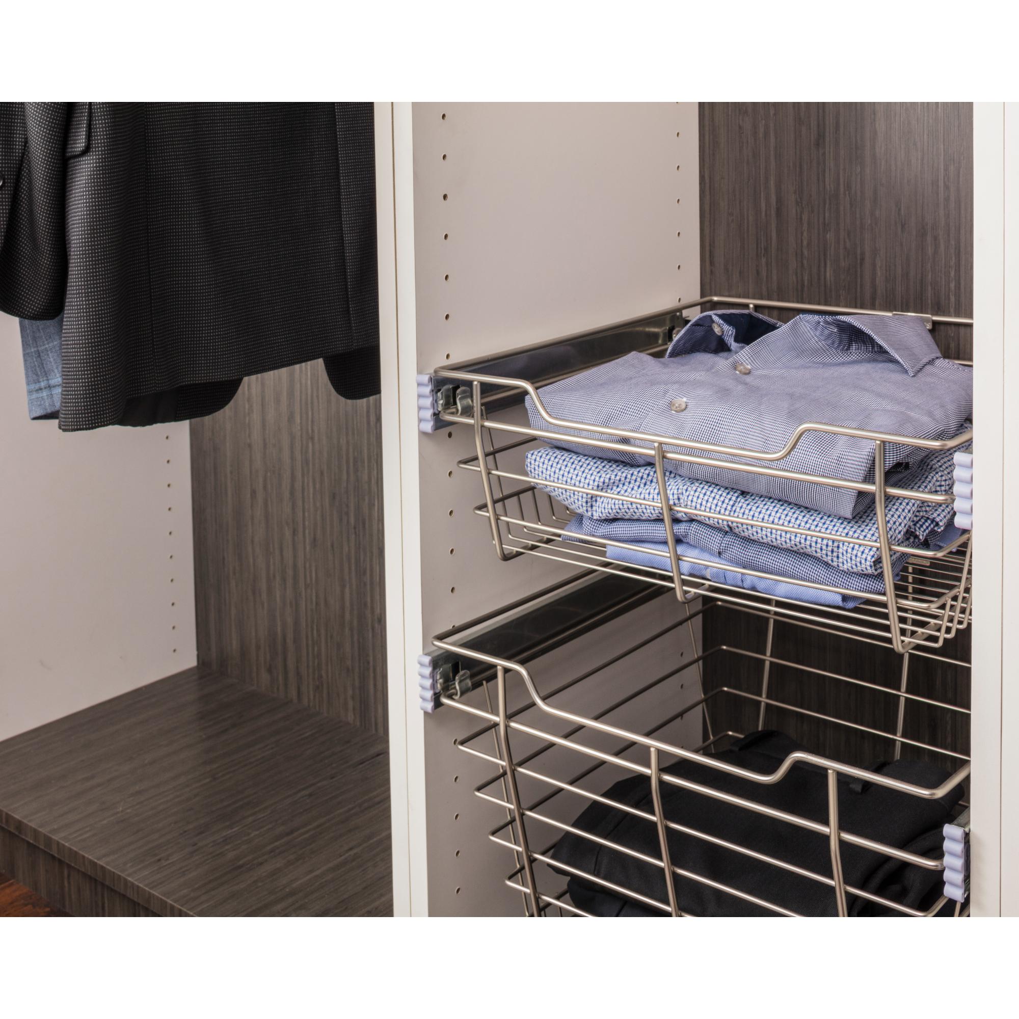 Dark Bronze Closet Pullout Basket with Slides 14"D x 23"W x 17"H | KitchBath
