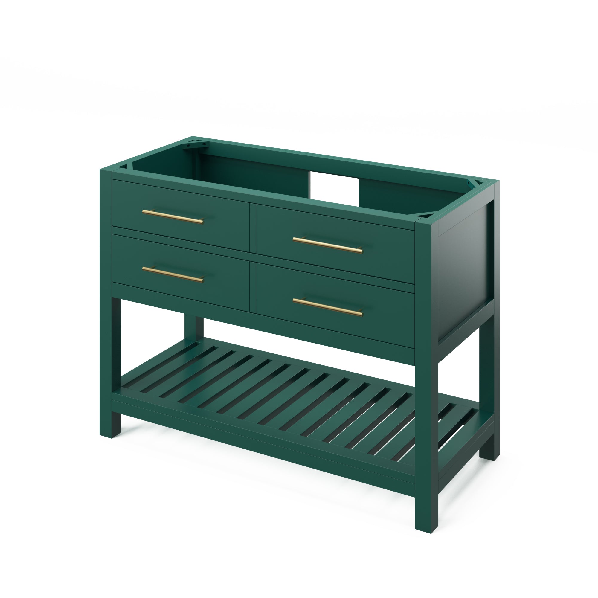 48" Forest Green Wavecrest Vanity, Steel Grey Cultured Marble Vanity Top, undermount rectangle bowl | KitchBath