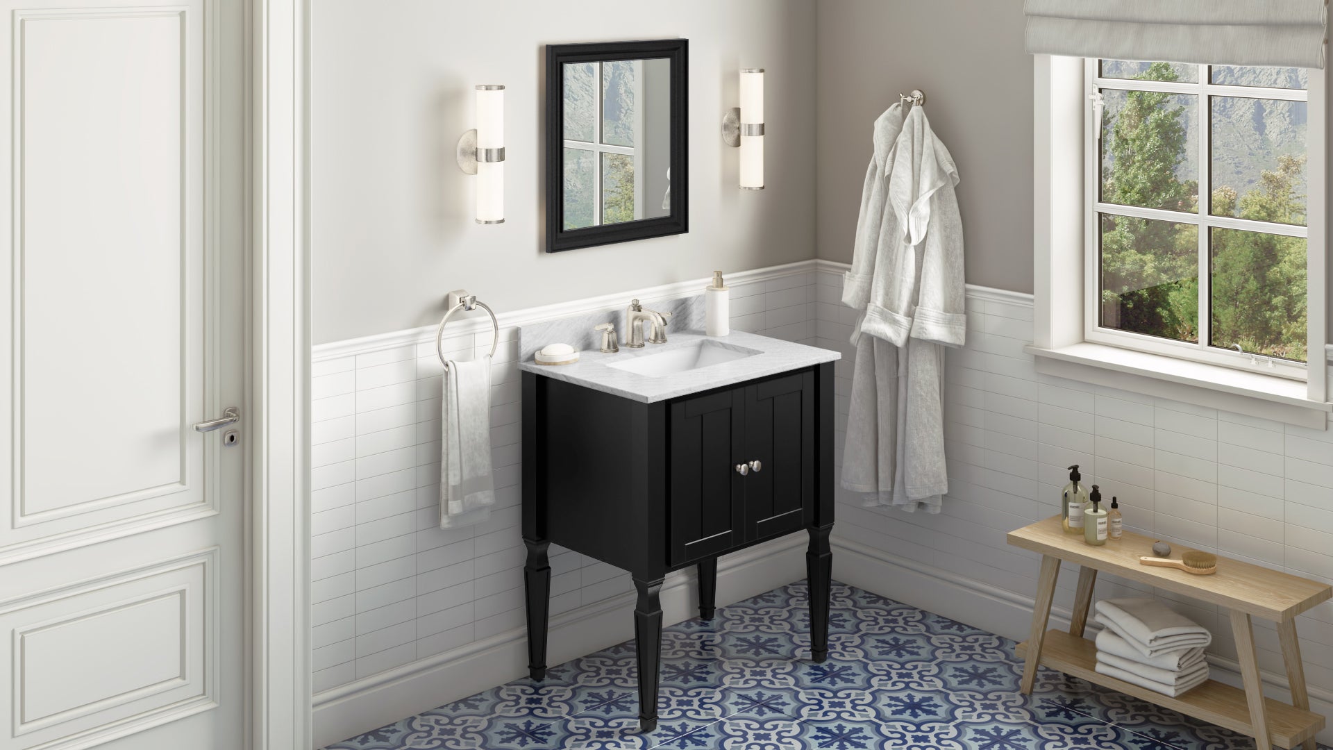 22" W x 1" D x 24" H Black Jensen mirror | KitchBath