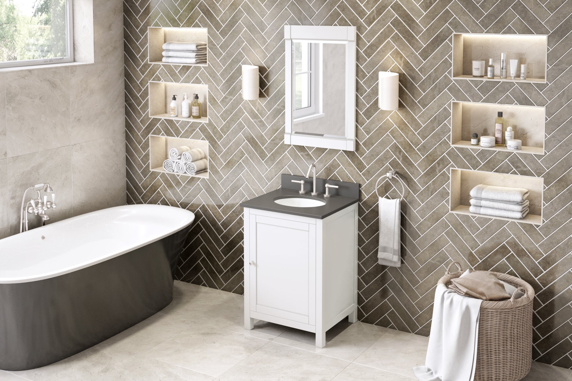 24" White Astoria Vanity | KitchBath
