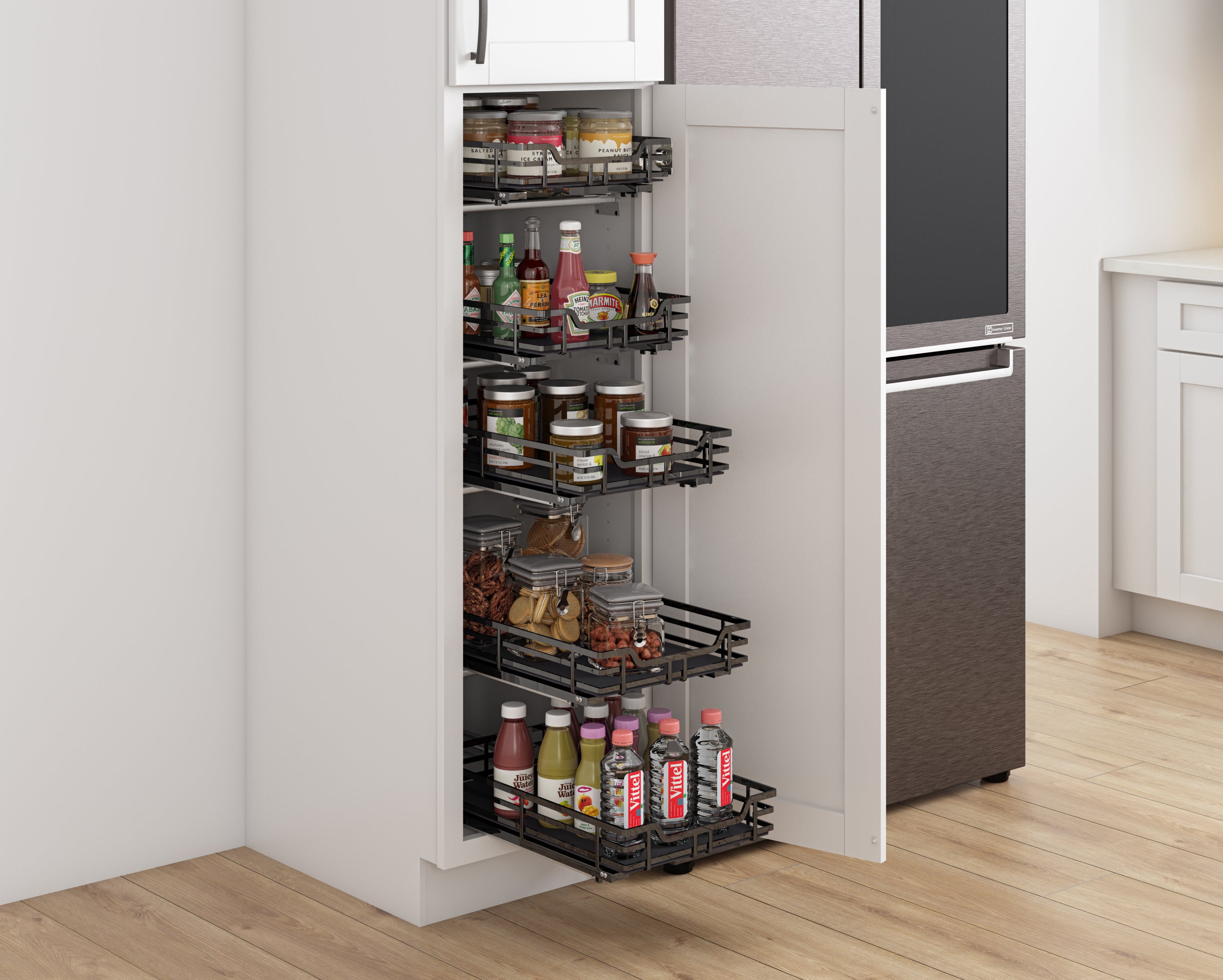 15" Black Nickel STORAGE WITH STYLE® Metal Soft-close Pullout Basket | KitchBath