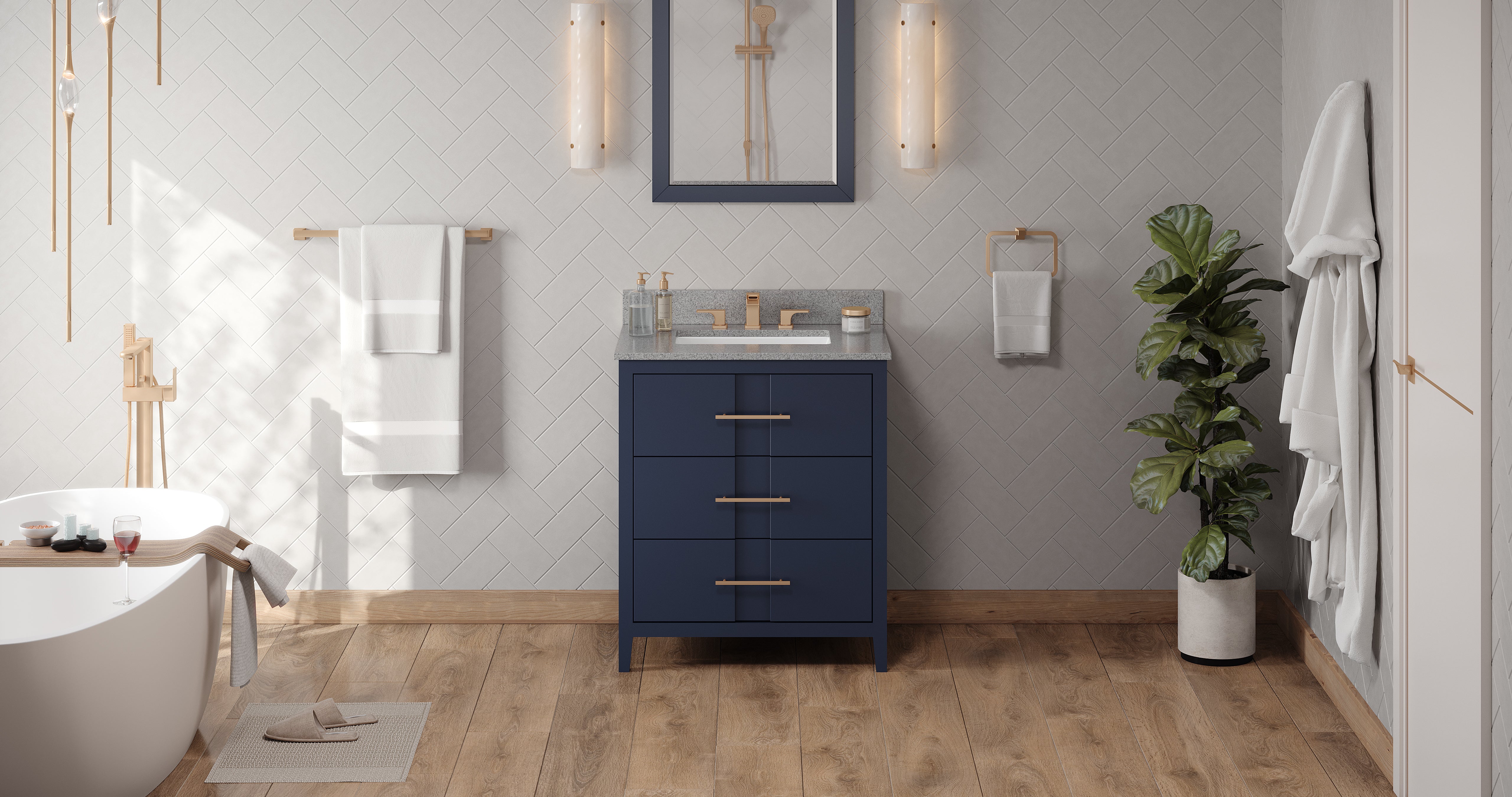 30" Hale Blue Katara Vanity, Steel Grey Cultured Marble Vanity Top, undermount rectangle bowl | KitchBath