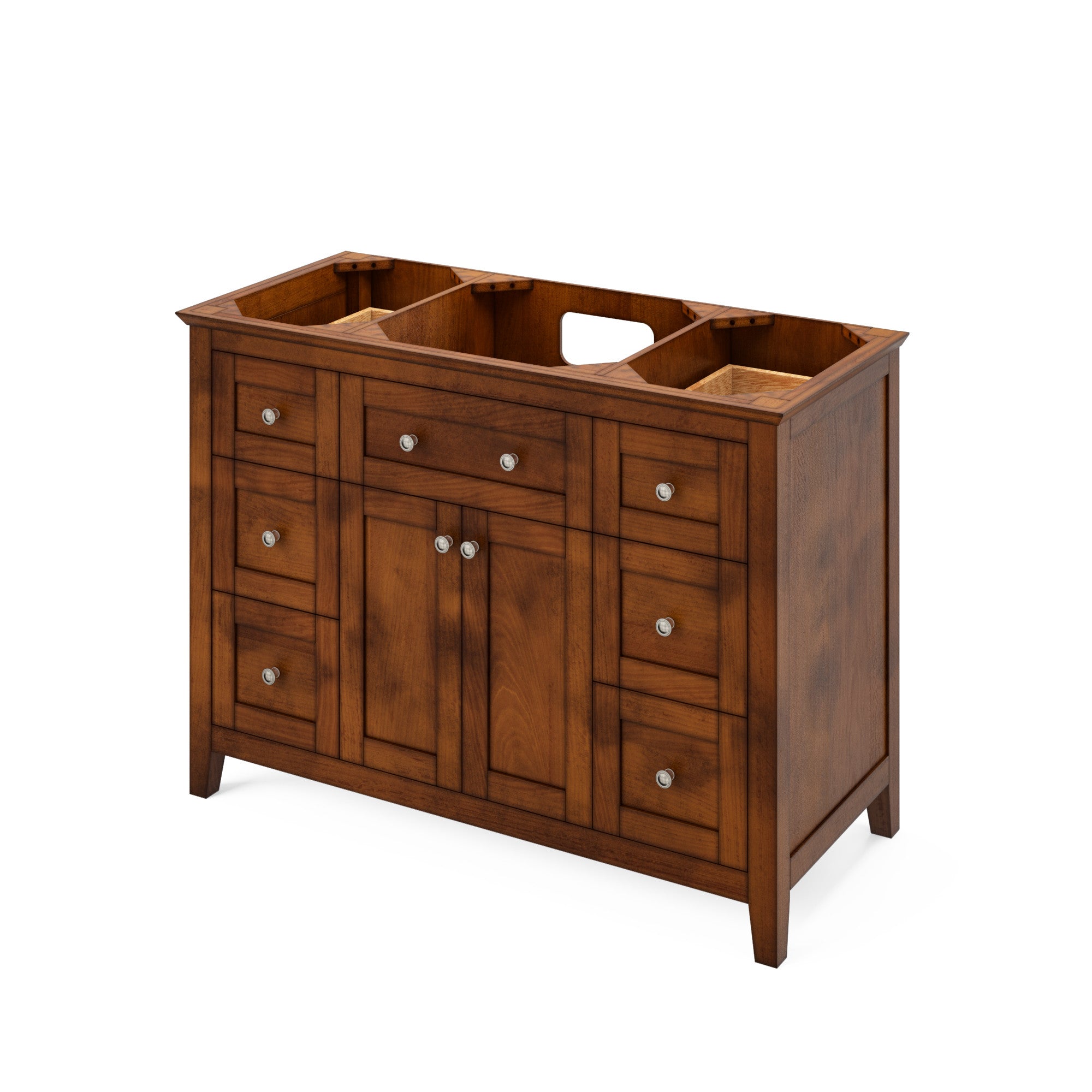 48" Chocolate Chatham Vanity, Calacatta Vienna Quartz Vanity Top, undermount rectangle bowl | KitchBath