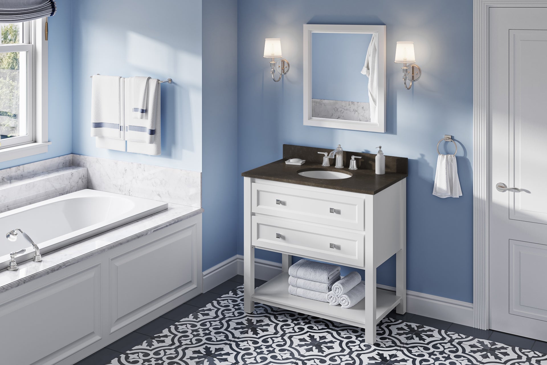 36" White Adler Vanity | KitchBath