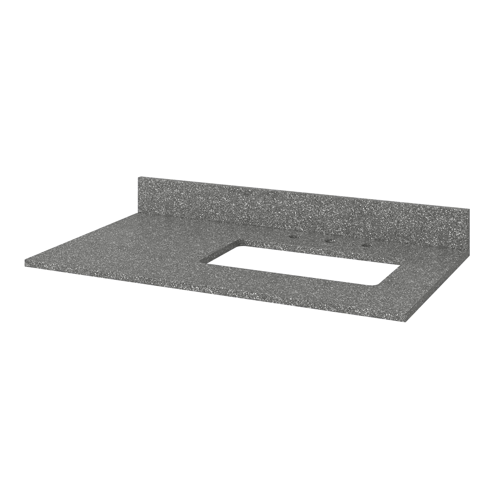 36" Grey Astoria Vanity, right offset, Boulder Cultured Marble Vanity Top, undermount rectangle bowl | KitchBath