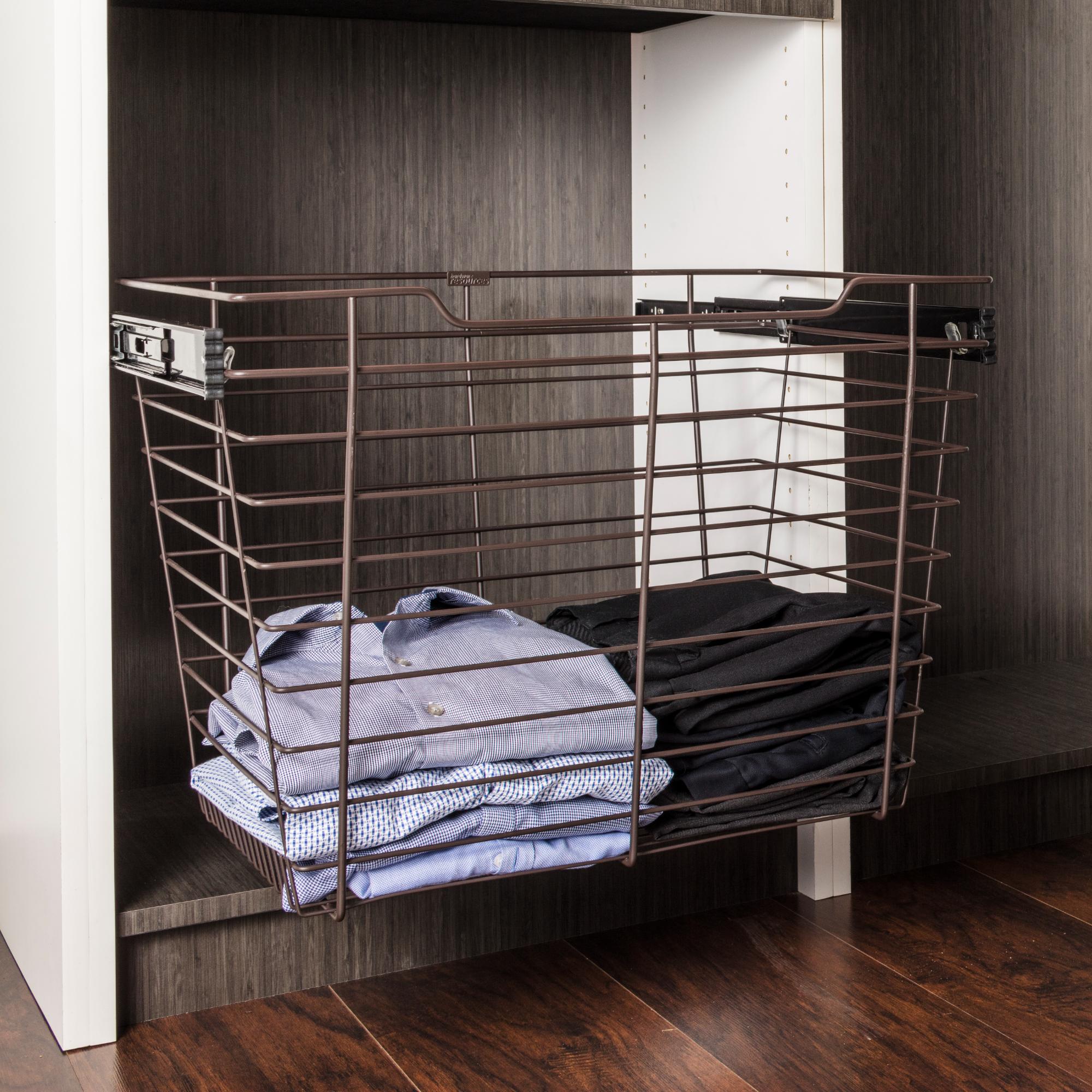 Chrome Closet Pullout Basket with Slides 14"D x 29"W x 11"H | KitchBath
