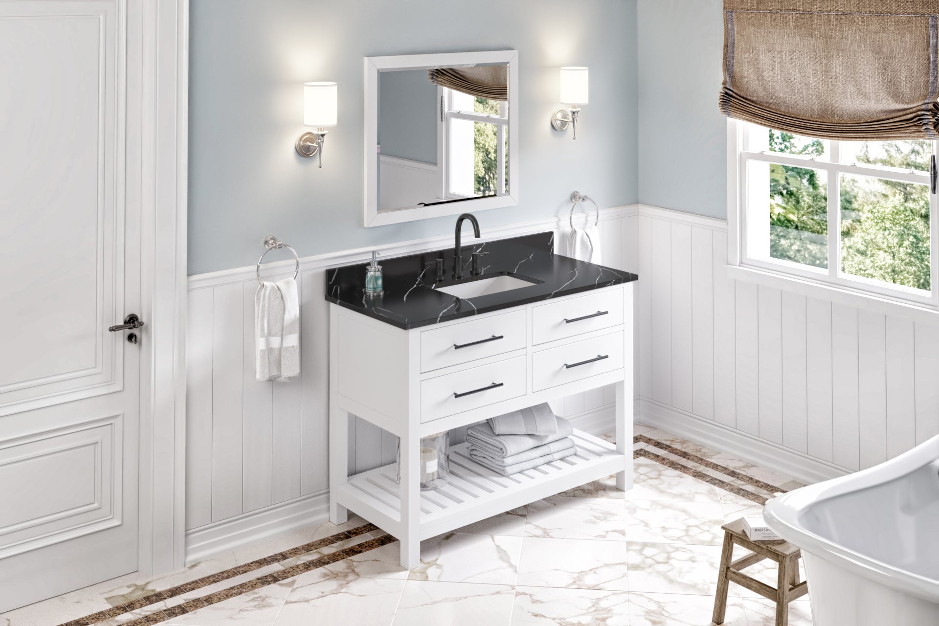 48" White Wavecrest Vanity | KitchBath