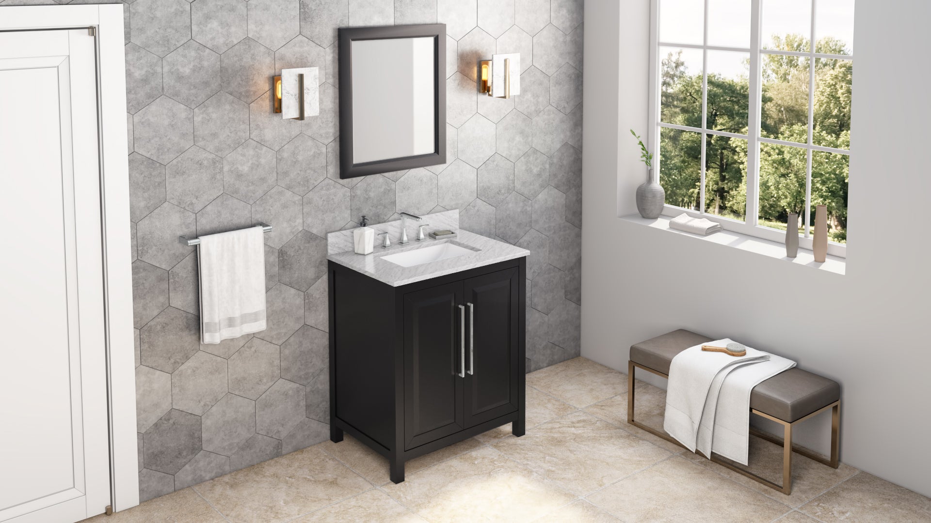 24 W x 1" D x 28" H Black Cade mirror | KitchBath