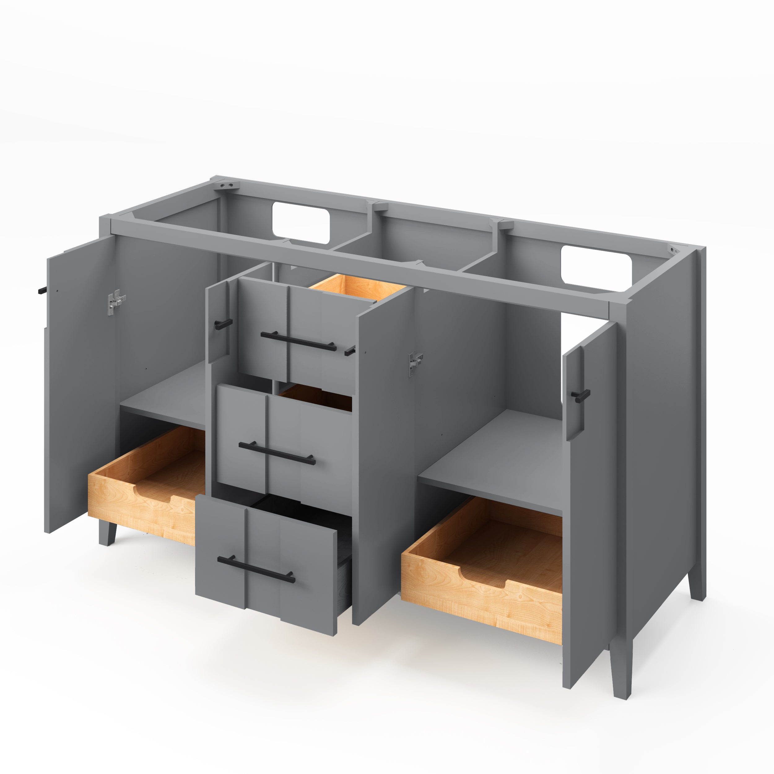 60" Grey Katara Vanity, double bowl | KitchBath