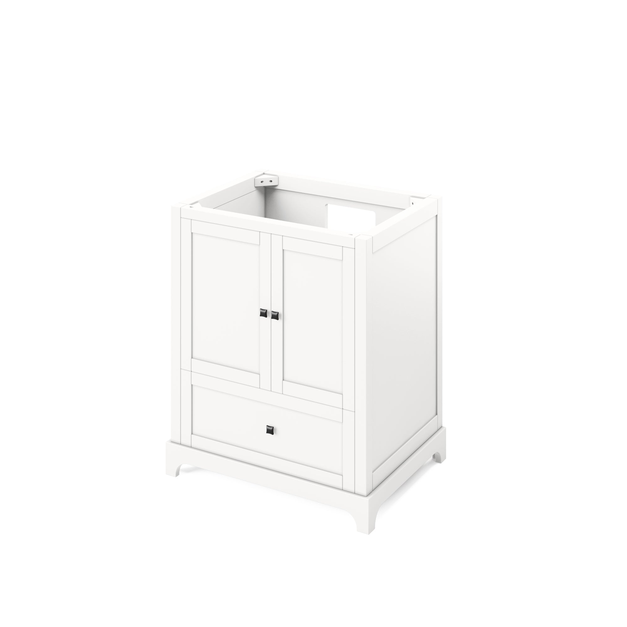 30" White Addington Vanity, White Carrara Marble Vanity Top, undermount rectangle bowl | KitchBath