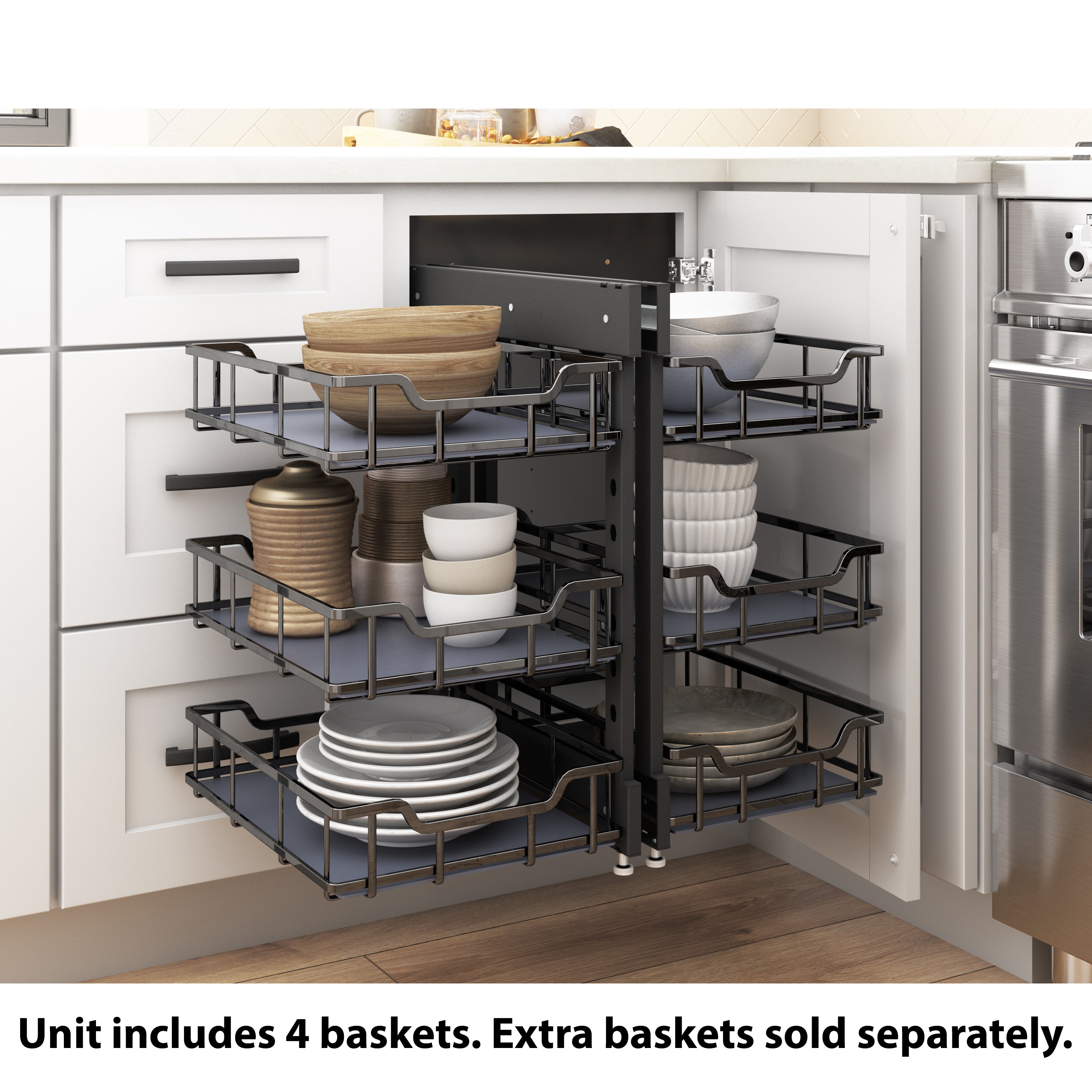 15" Black Nickel STORAGE WITH STYLE® Full-Height Blind Corner Organizer | KitchBath