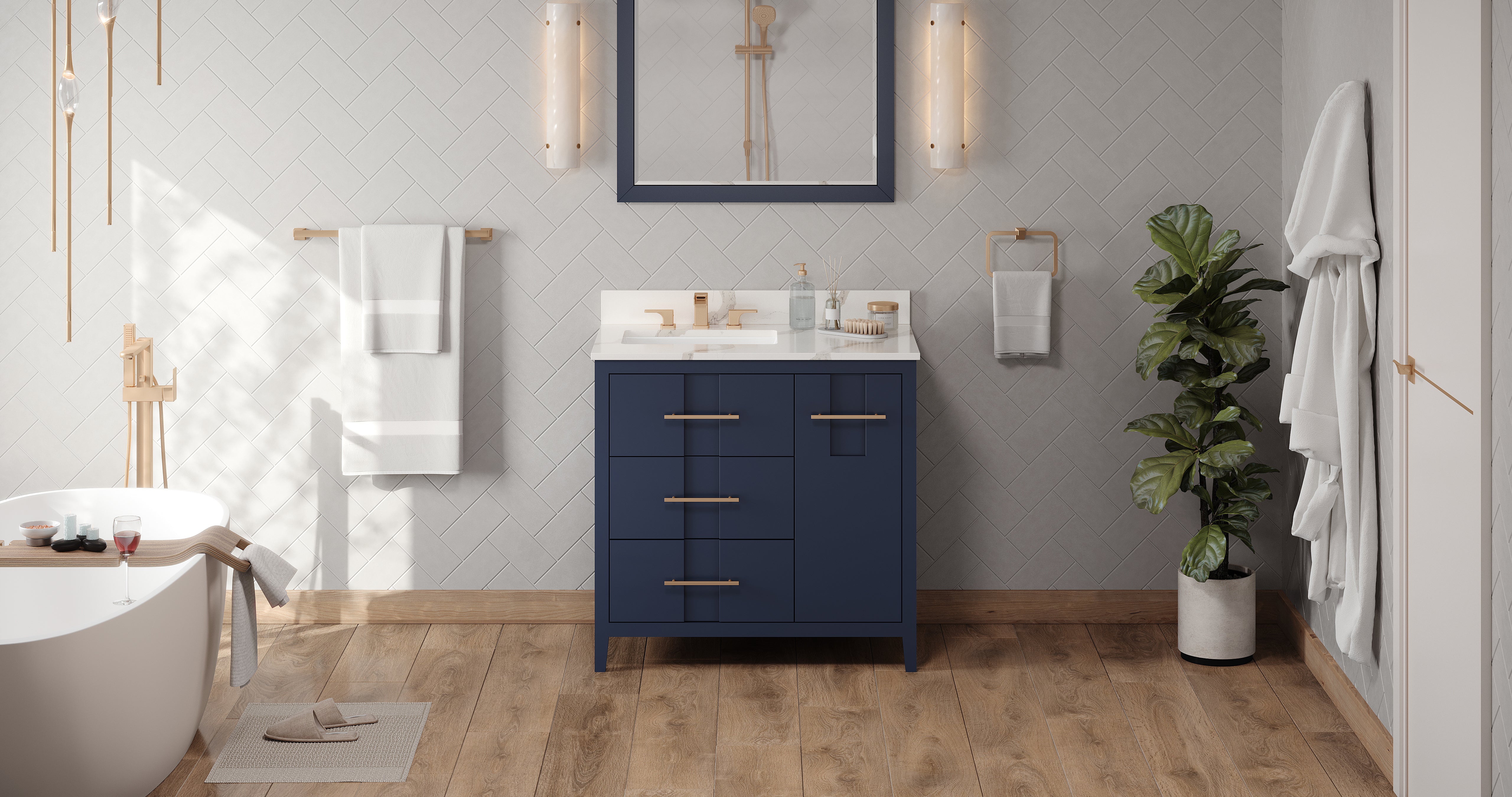 36" Hale Blue Katara Vanity, left offset | KitchBath