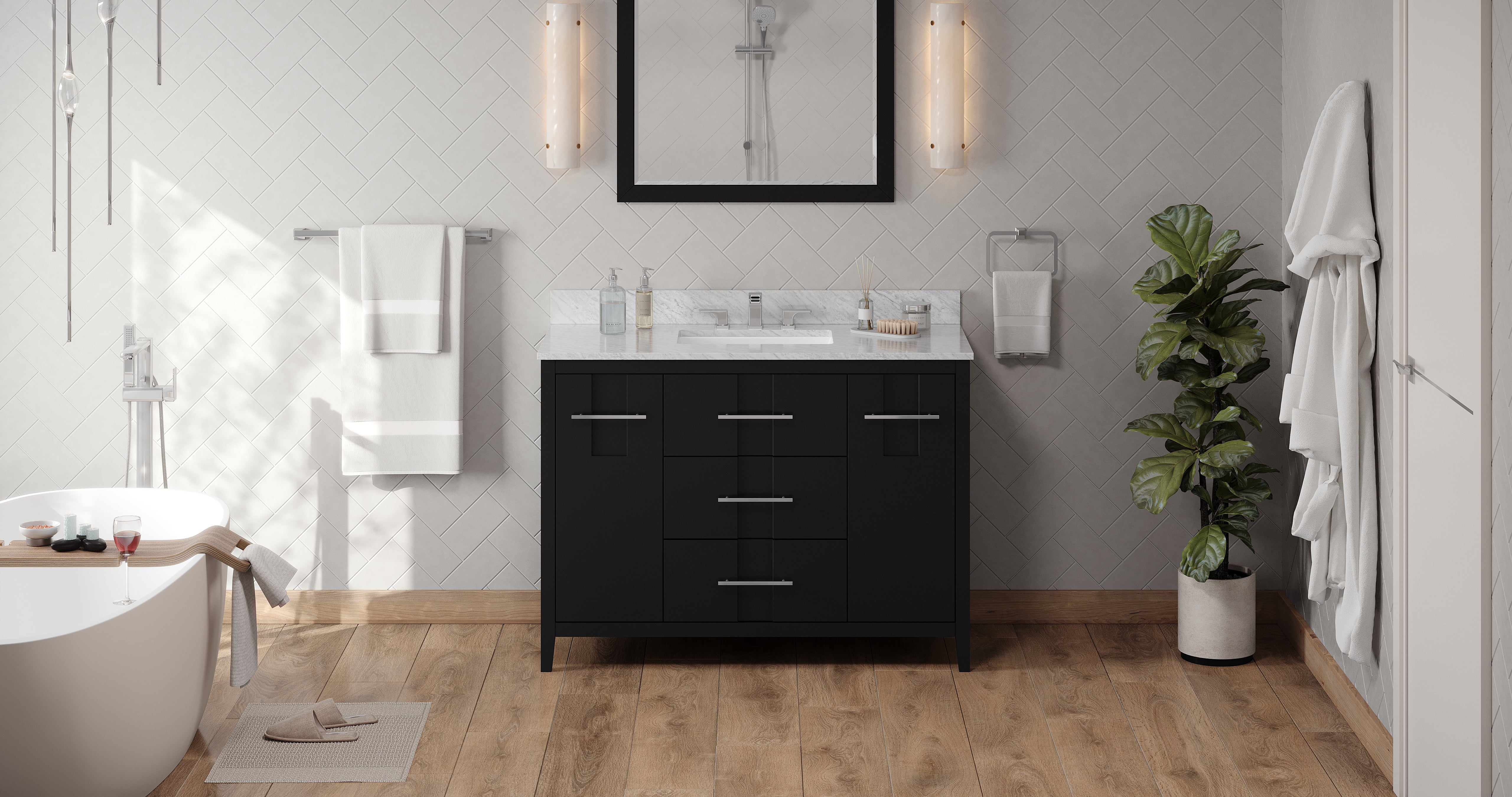 48" Black Katara Vanity | KitchBath