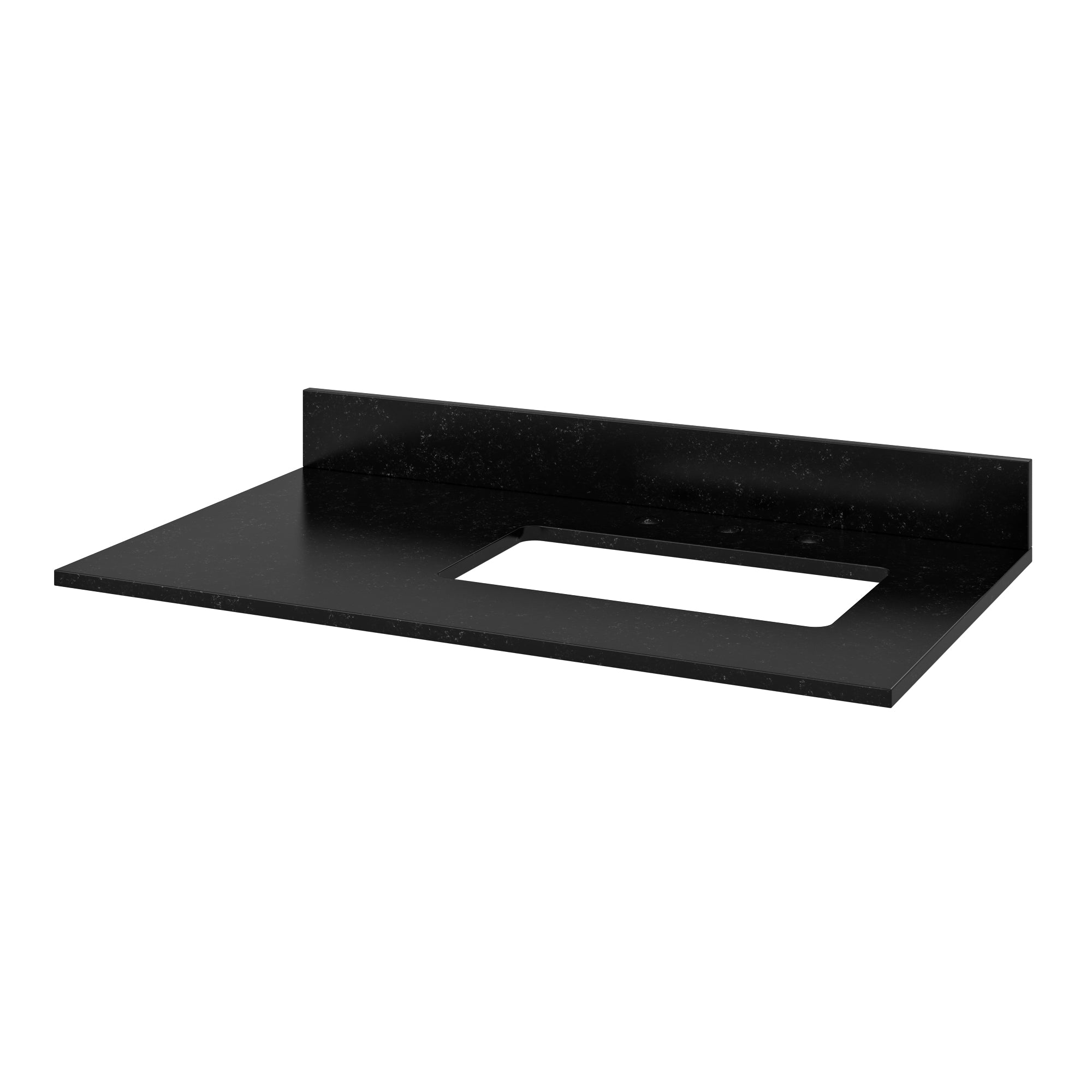 36" Grey Astoria Vanity, right offset, Black Granite Vanity Top, undermount rectangle bowl | KitchBath