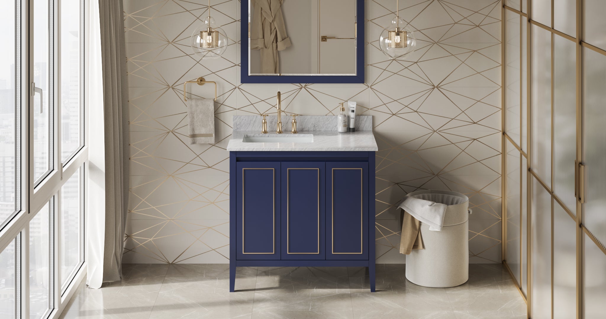 36" Hale Blue Percival Vanity, left offset | KitchBath