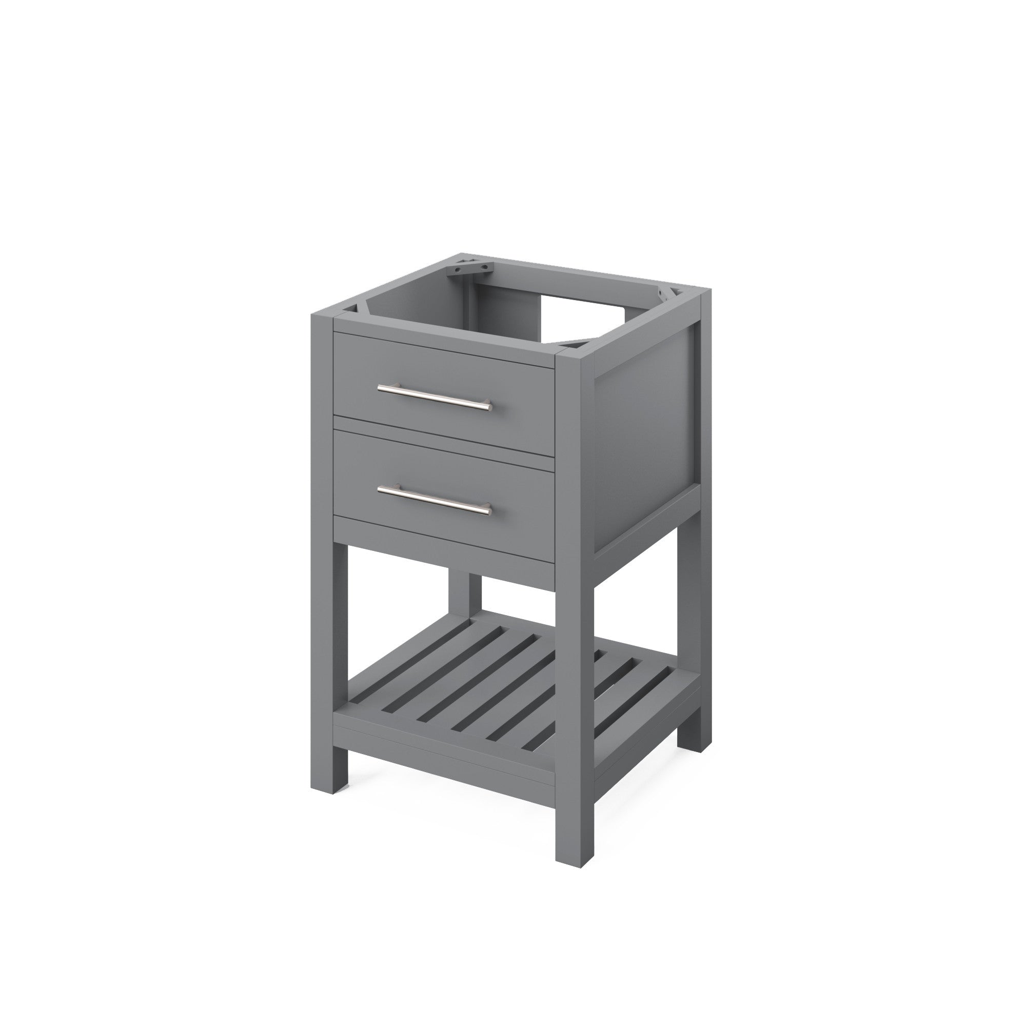 24" Grey Wavecrest Vanity, White Carrara Marble Vanity Top, undermount rectangle bowl | KitchBath