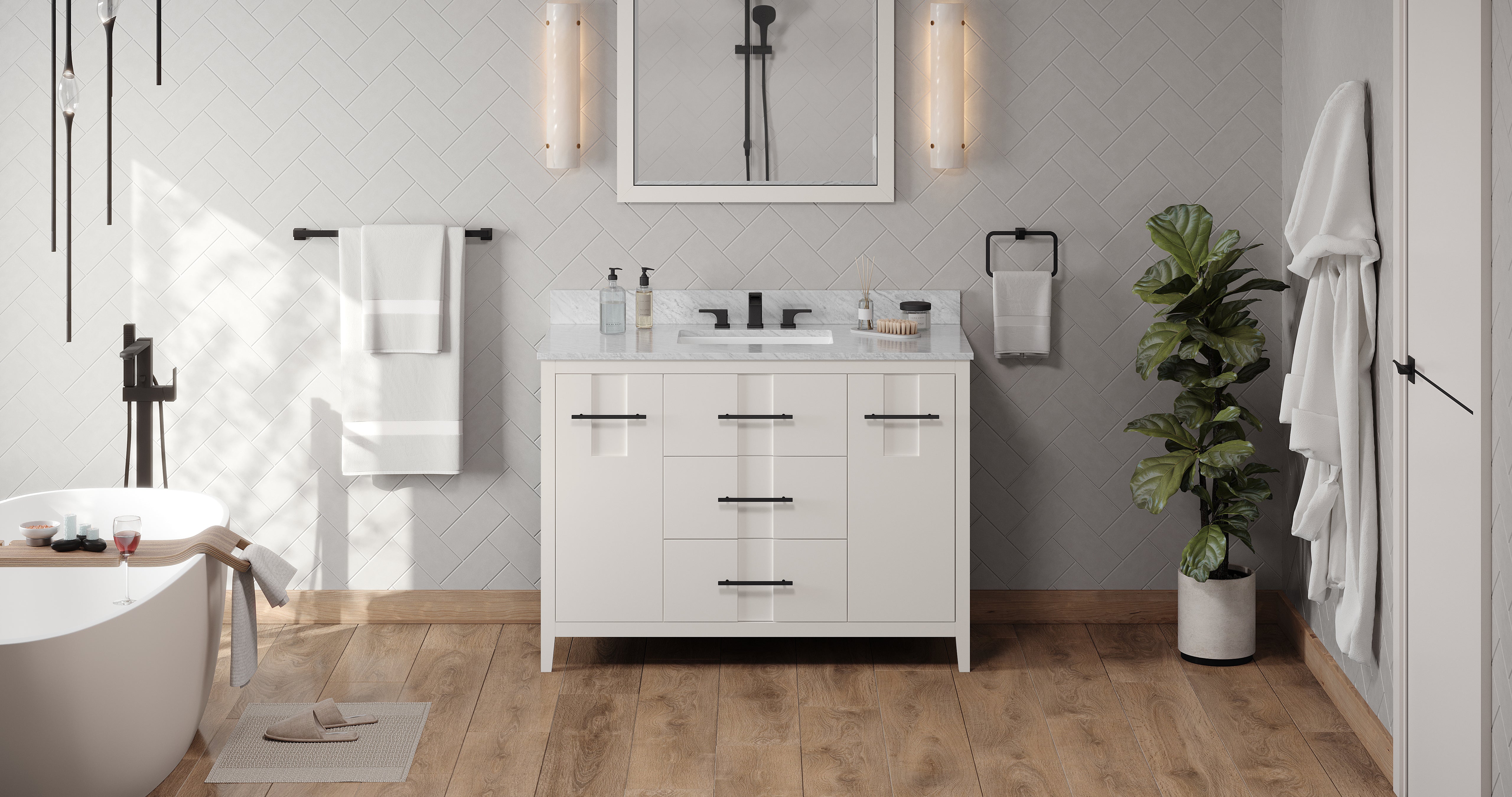 48" White Katara Vanity | KitchBath
