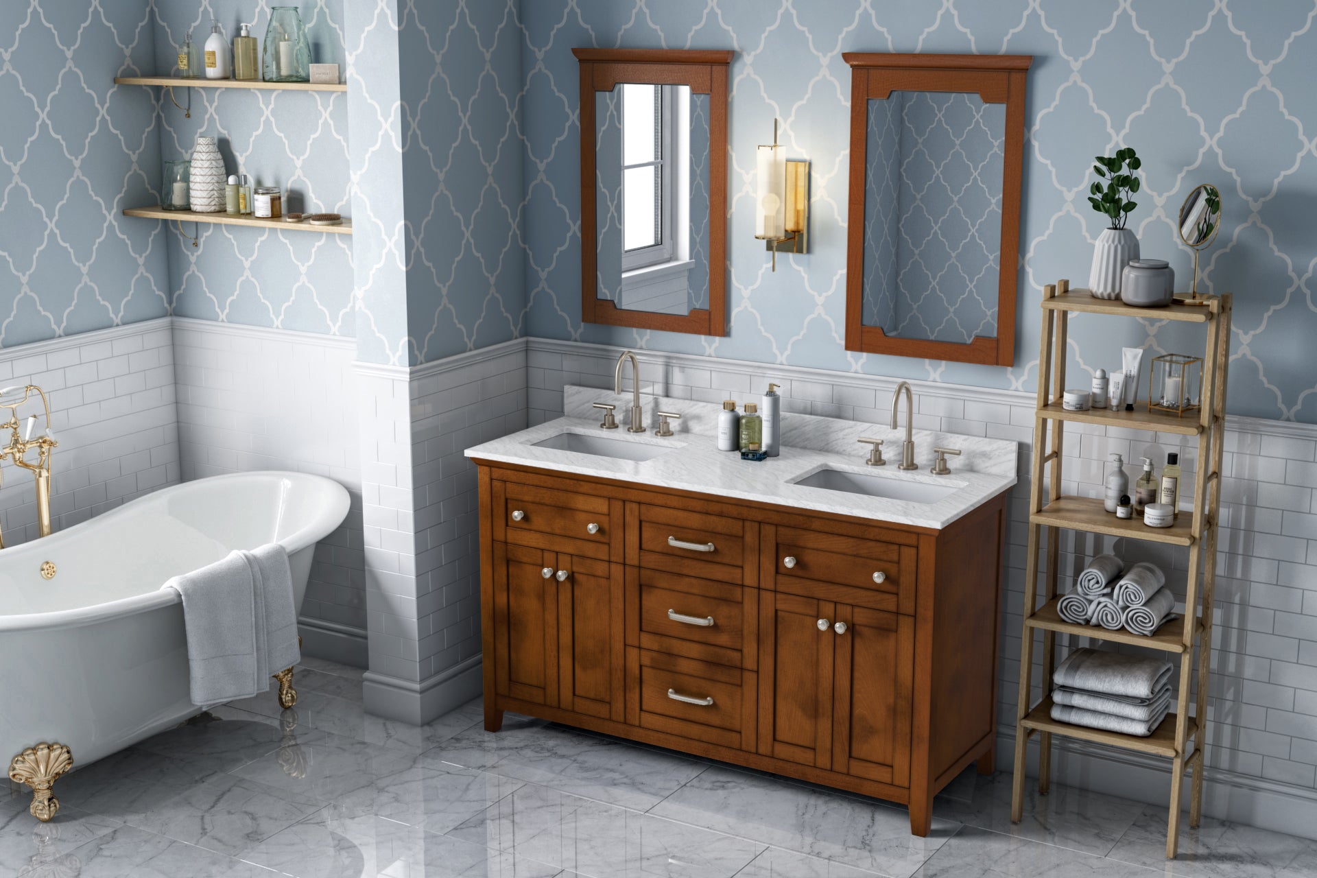 60" Chocolate Chatham Vanity, double bowl | KitchBath
