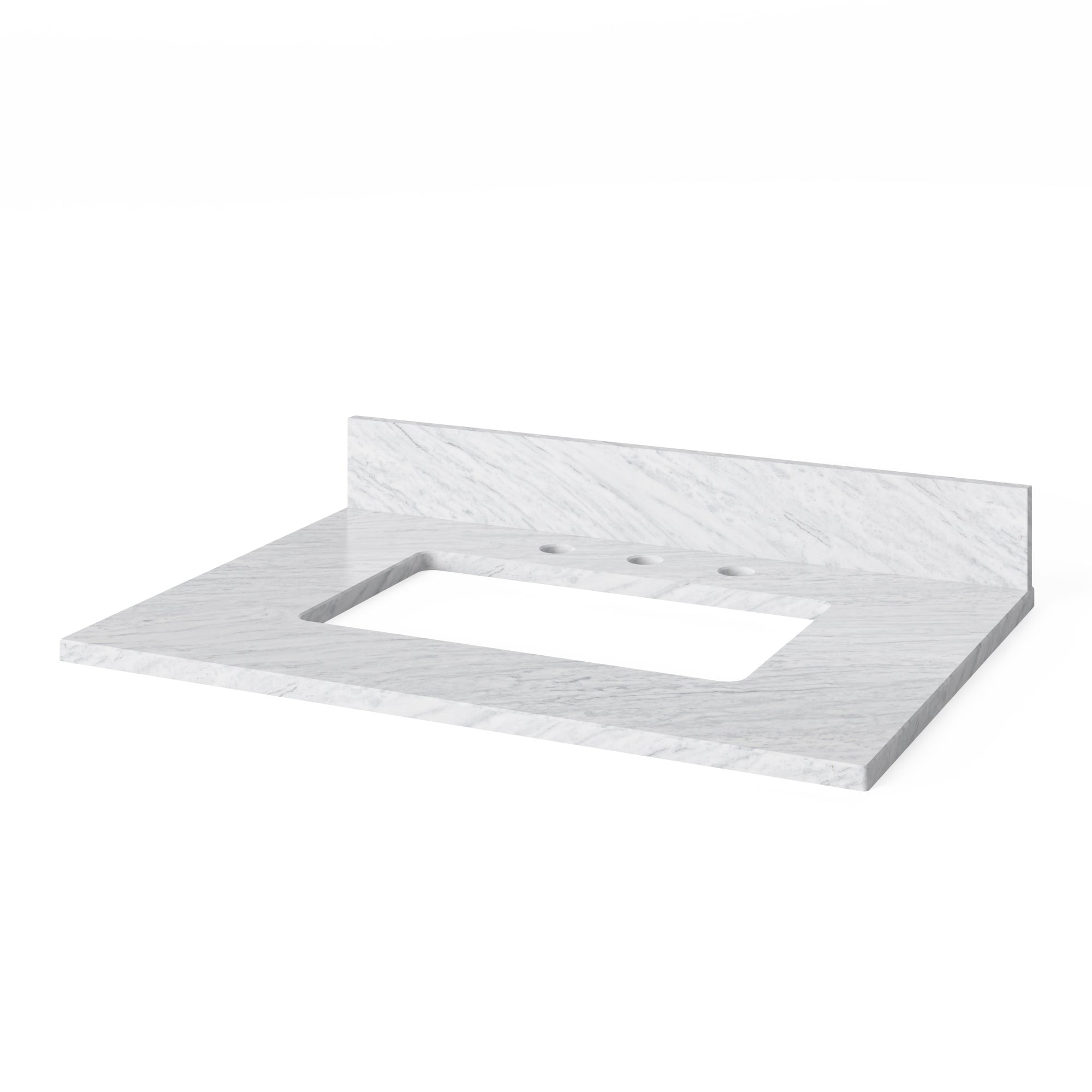 30" Forest Green Chatham Vanity, White Carrara Marble Vanity Top, undermount rectangle bowl | KitchBath