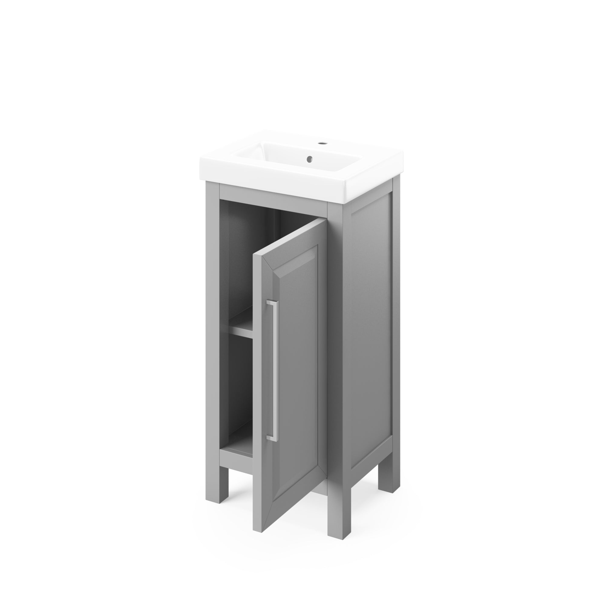 18" Grey Cade Vanity, porcelain vessel top | KitchBath