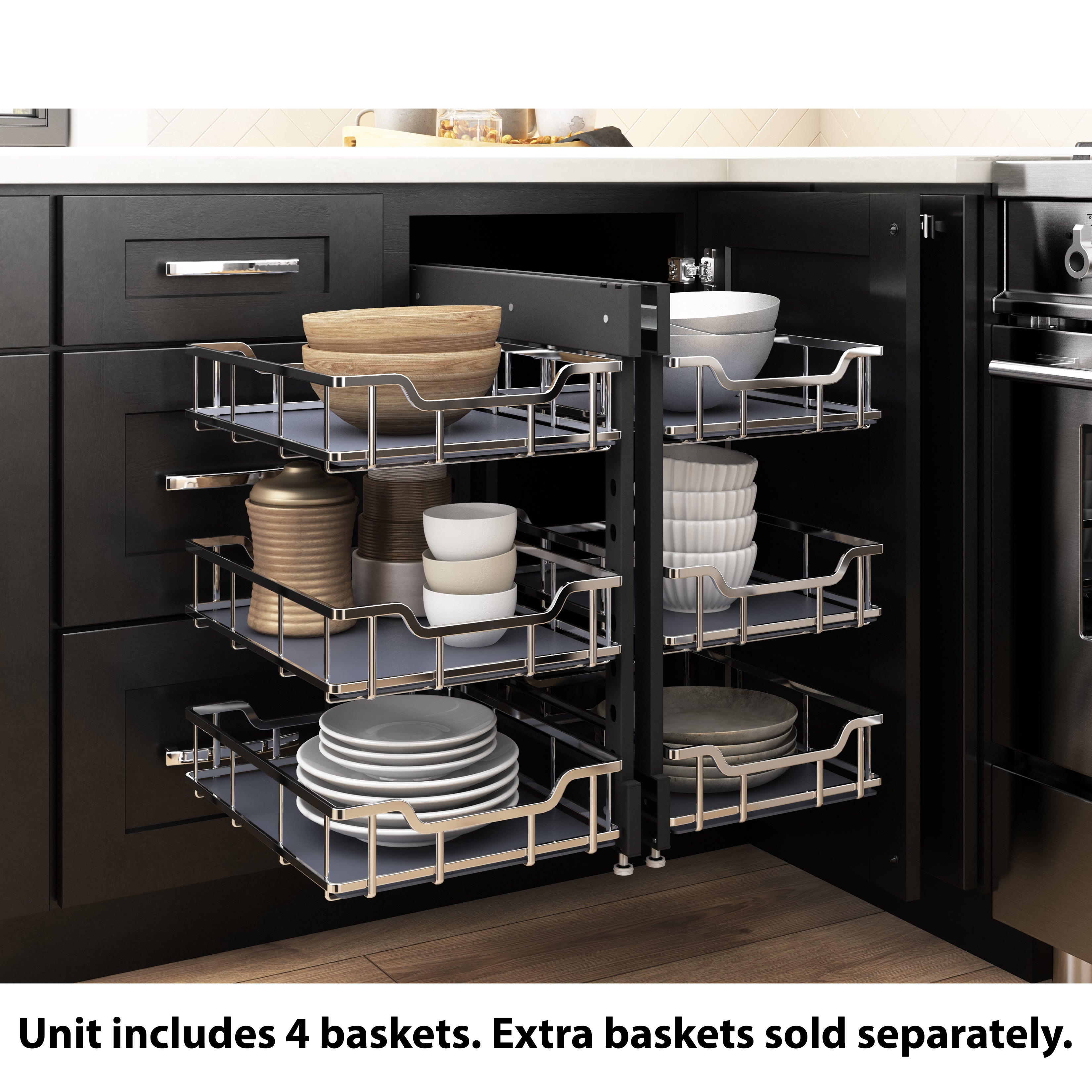 18" Polished Chrome STORAGE WITH STYLE® Full-Height Blind Corner Organizer | KitchBath
