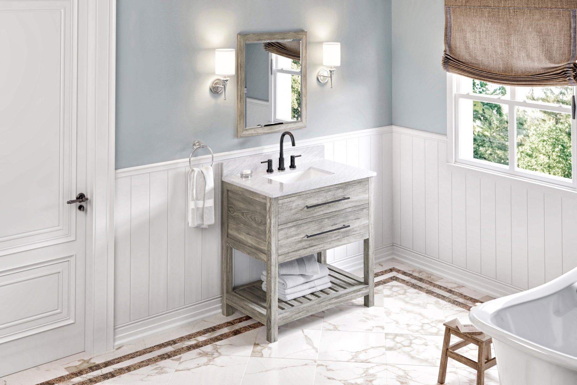 36" Weathered Grey Wavecrest Vanity | KitchBath